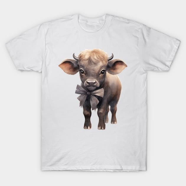 African Cape Buffalo Wearing Bow T-Shirt by Chromatic Fusion Studio